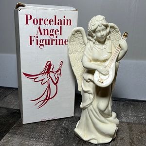 Porcelain Angel Figurine in Original Box 22k Gold Trim